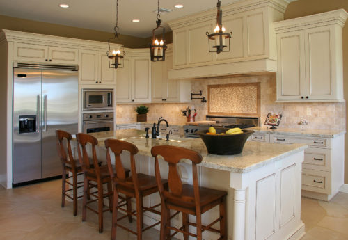A modern, luxury kitchen.